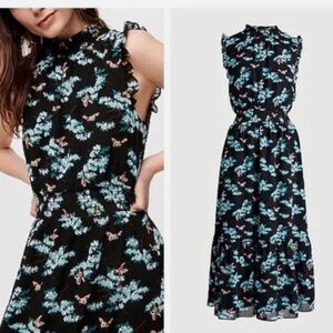 J. Crew Black and Blue Floral Maxi Dress
